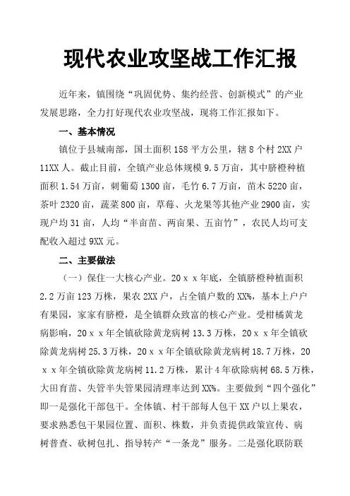 现代农业攻坚战工作汇报