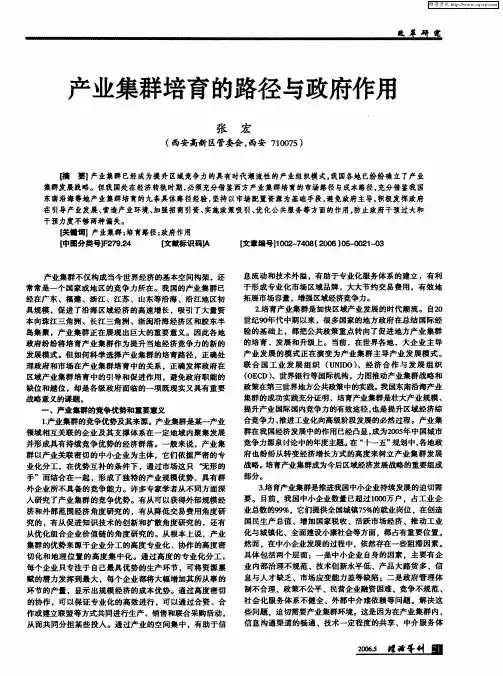 产业集群培育的路径与政府作用