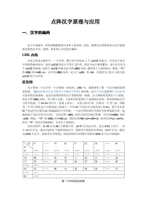 点阵汉字的原理及应用