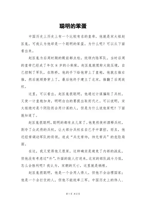 聪明的笨蛋_五年级作文