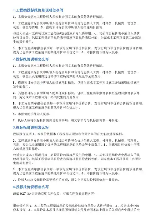 投标报价说明怎么写
