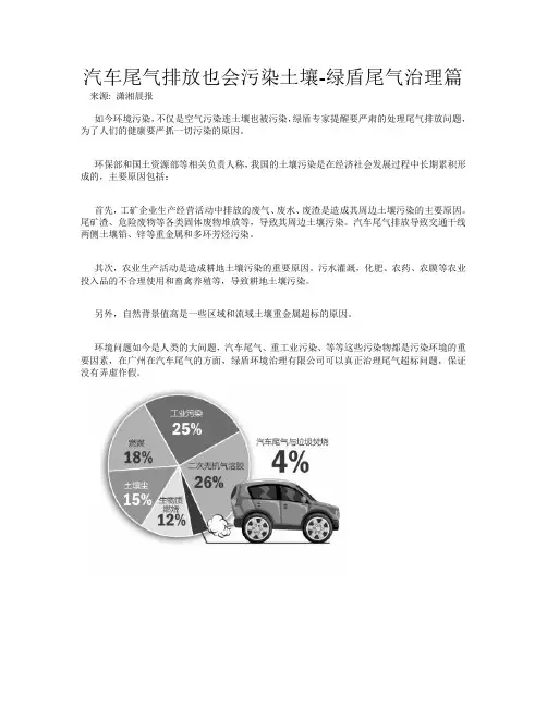 汽车尾气排放也会污染土壤-绿盾尾气治理篇