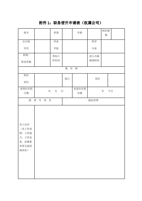 员工职务晋升申请表