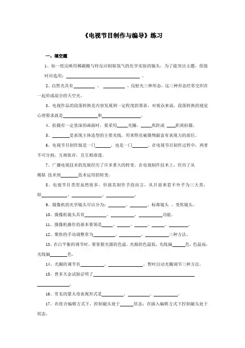电视节目制作与编导