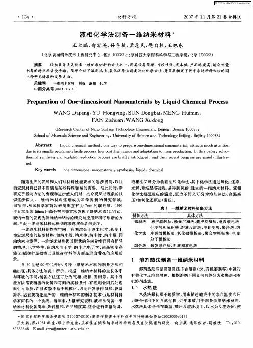 液相化学法制备一维纳米材料