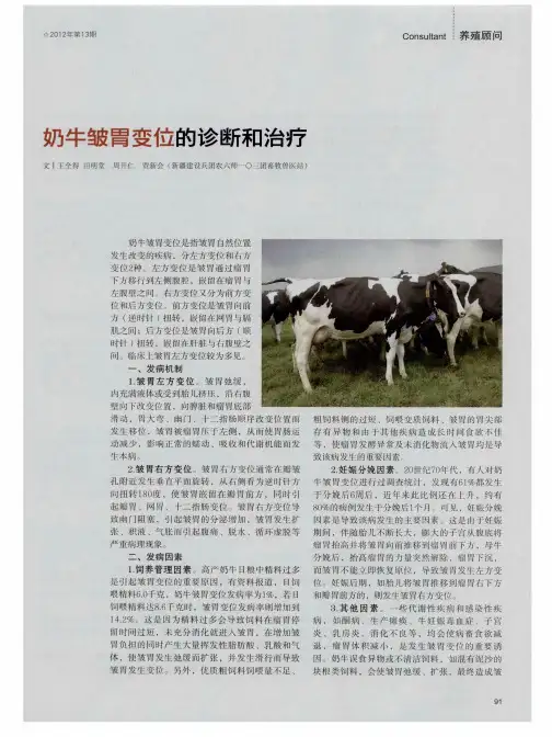 奶牛皱胃变位的诊断和治疗