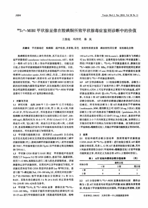 99Tc m-MIBI甲状腺显像在胺碘酮所致甲状腺毒症鉴别诊断中的价值