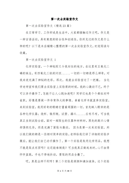 第一次去实验室作文