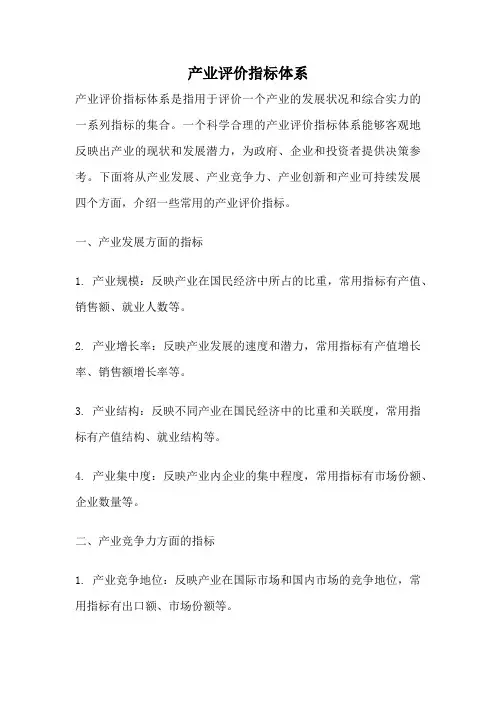 产业评价指标体系