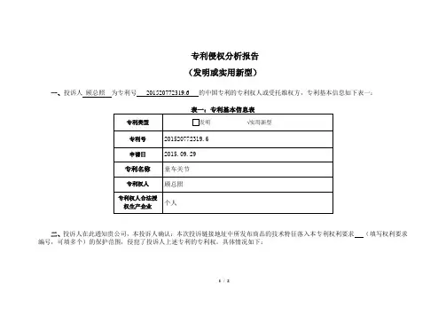 专利侵权分析报告