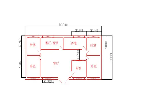 大四间民房建筑平面图