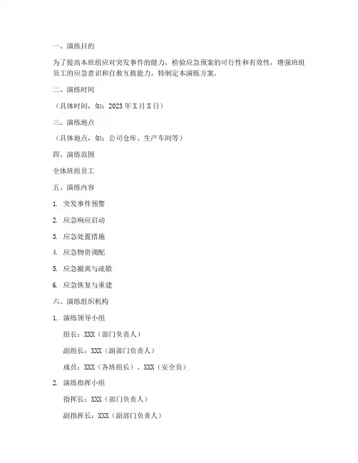 班组级应急预案演练模板