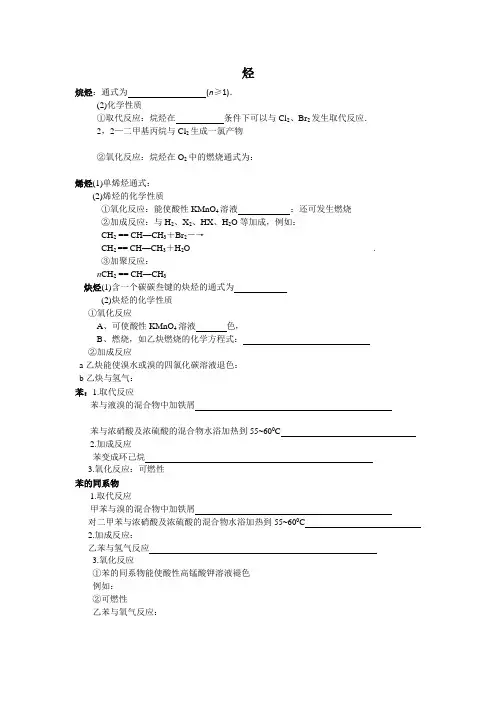 烃的复习