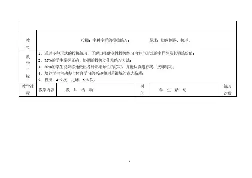 初中体育课教案全集