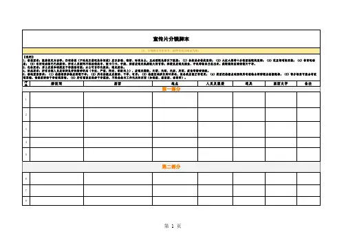 宣传片分镜脚本