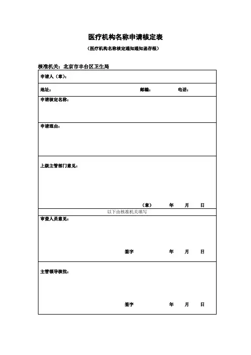 08医疗机构名称申请核定表