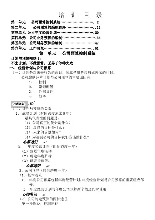 公司经营计划和预算