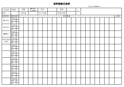 进料检验记录表