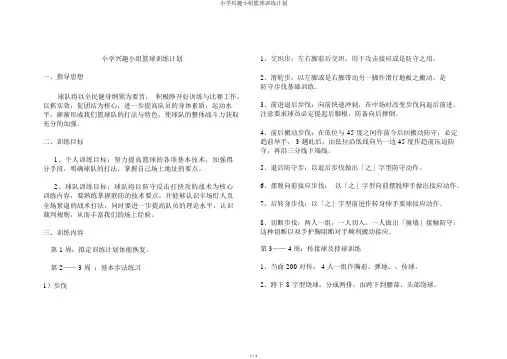 小学兴趣小组篮球训练计划