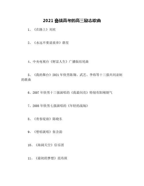 2021奋战高考的高三励志歌曲