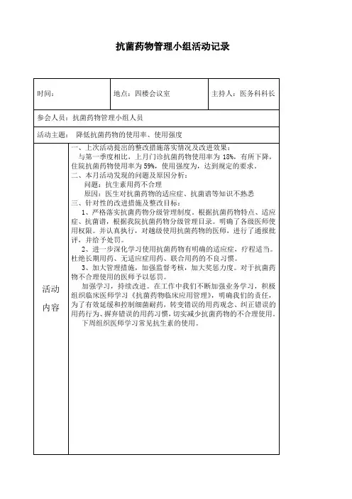 抗菌药物管理小组活动记录