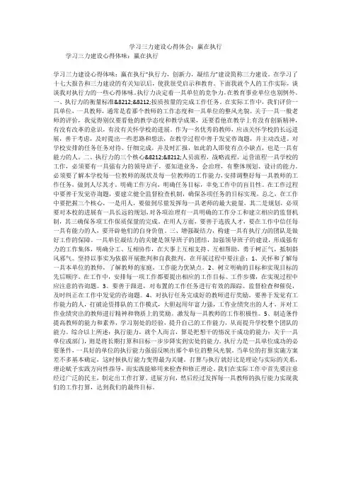 学习三力建设心得体会：赢在执行