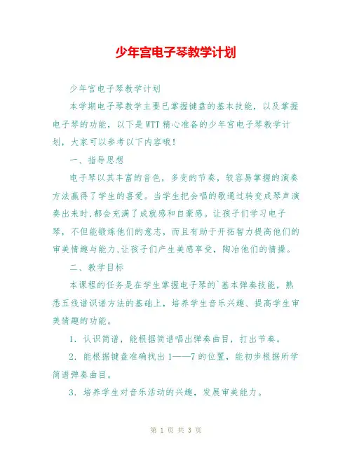 少年宫电子琴教学计划