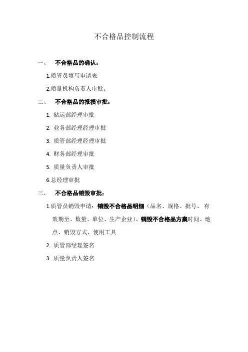 不合格品控制流程