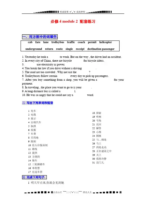 Module 2《Traffic Jam》同步练习1(外研版必修4)