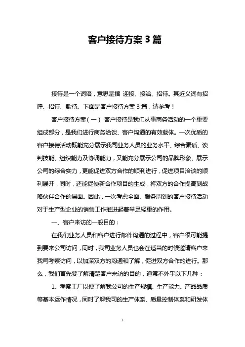 客户接待方案3篇