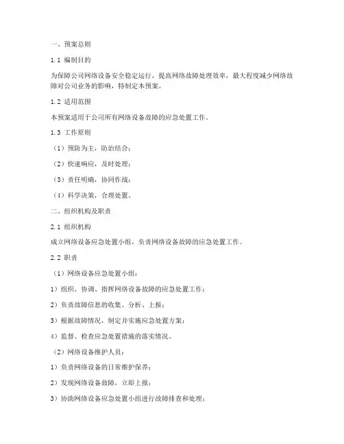 网络设备处置预案模板