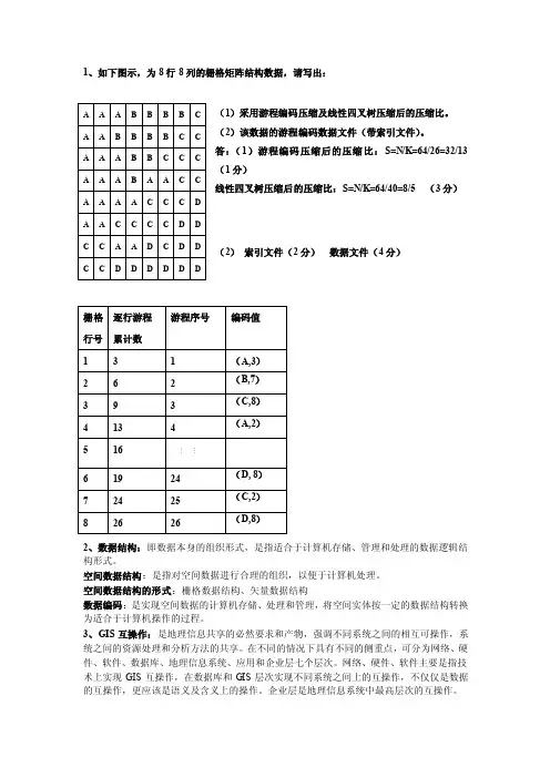 ARCGIS考试基本知识