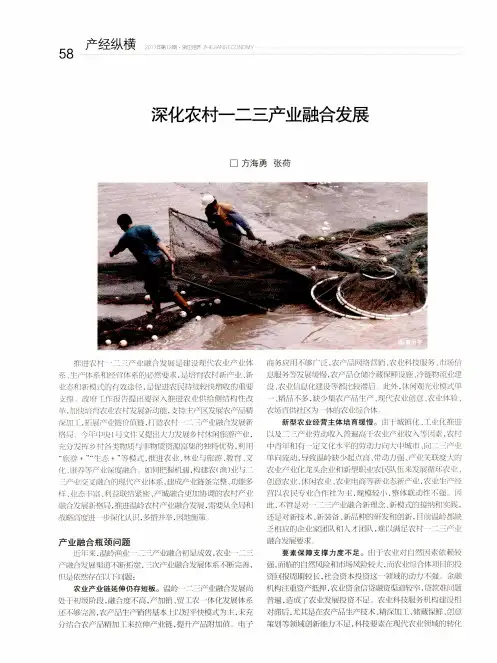 深化农村一二三产业融合发展