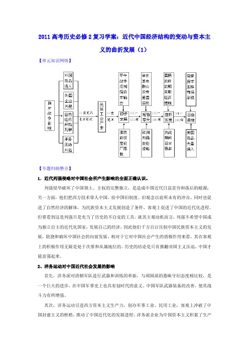 2011高考历史必修2复习学案：近代中国经济结构的变动与资本主义的曲折发展(1)
