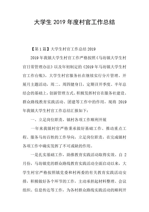 大学生2019年度村官工作总结