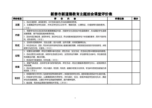 主题班会评价标准