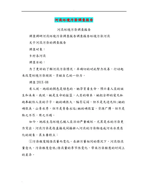 河流环境污染调查报告