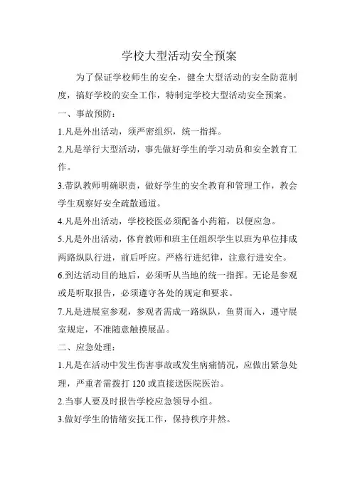 学校大型活动安全预案