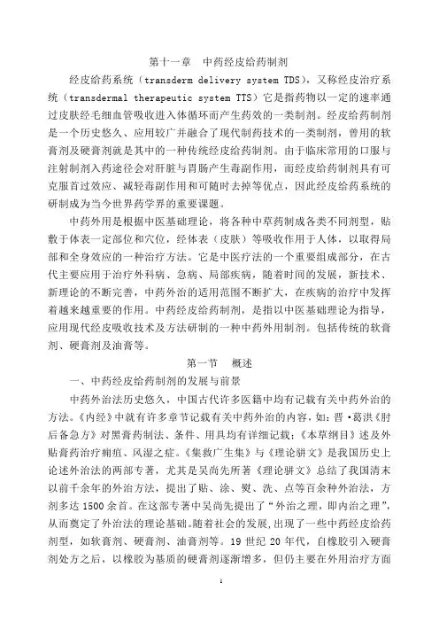 中药经皮吸收制剂