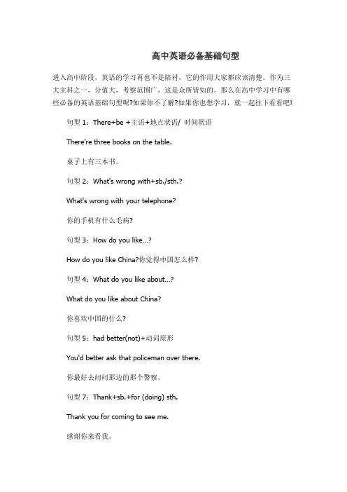 高中英语必备基础句型(50个)
