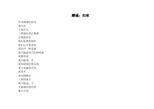 顾城：归来