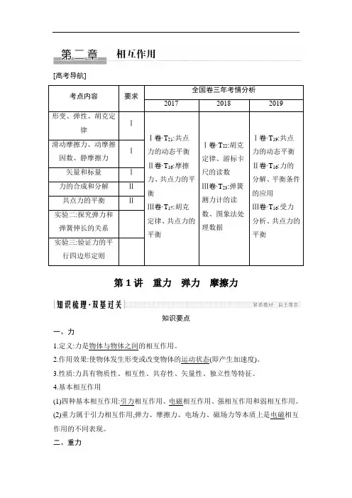 2021版高三物理一轮复习必修1第二章相互作用第1讲重力弹力摩擦力