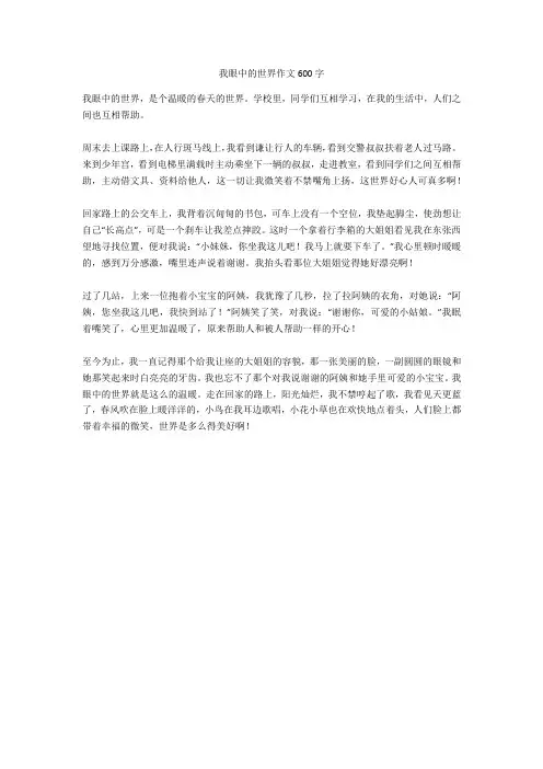 我眼中的世界作文600字完美版