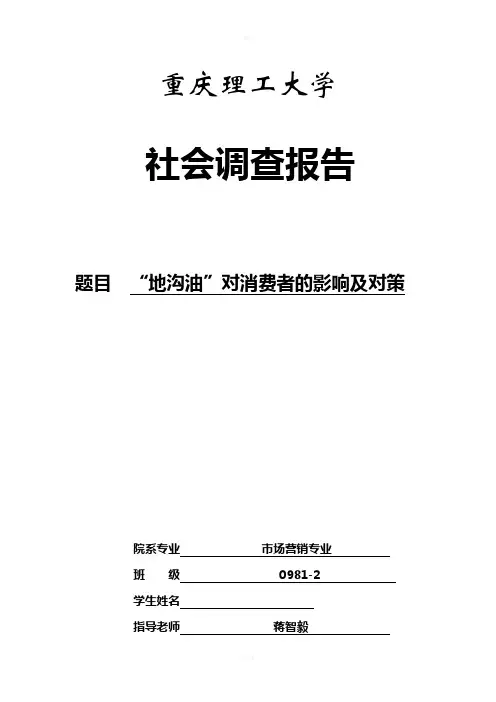 关于地沟油的-社会调查报告