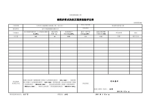 5、砌筑砂浆试块抗压强度检验评定表