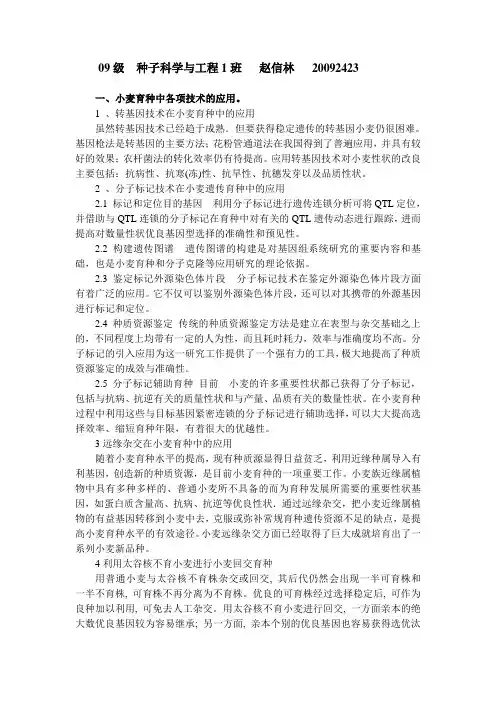 小麦育种进展