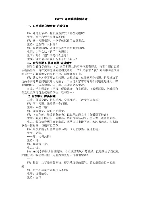 《访兰》课堂教学案例点评