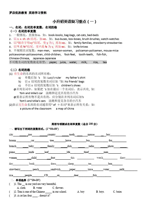 名词的单复数,名词的格