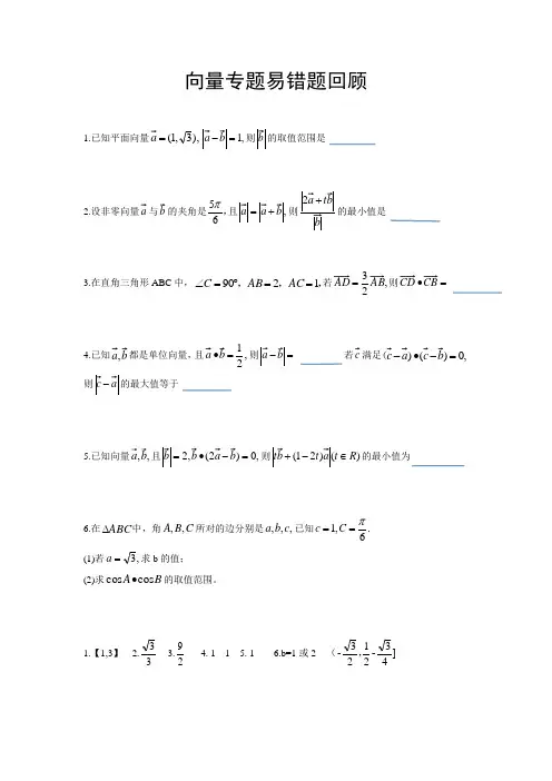 向量易错题收集