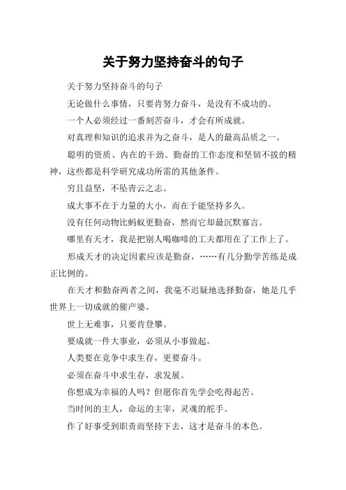 关于努力坚持奋斗的句子